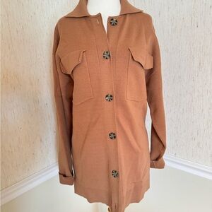MONROW Women's Tan Button-Up sweater/Jacket